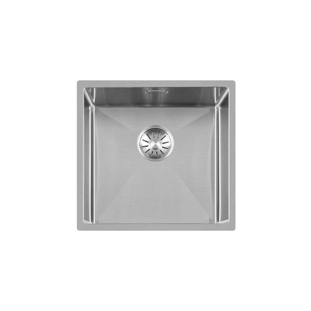 Lorreine 40R spoelbak, binnen 40×40 cm, buiten 44×44 cm, RVS.