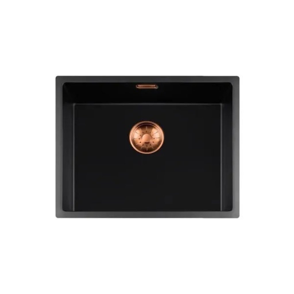 Lorreine 50BQ‑FU‑Copper spoelbak, binnen 50×40 cm, buiten 54×44 cm, composiet quartz met koperkleur.