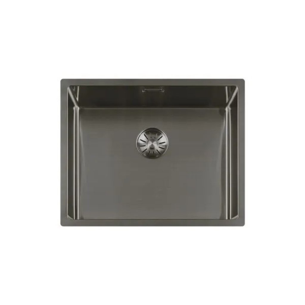 Lorreine 50SP‑GunMetal spoelbak, binnen 50×40 cm, buiten 54×44 cm, RVS met gunmetal afwerking.